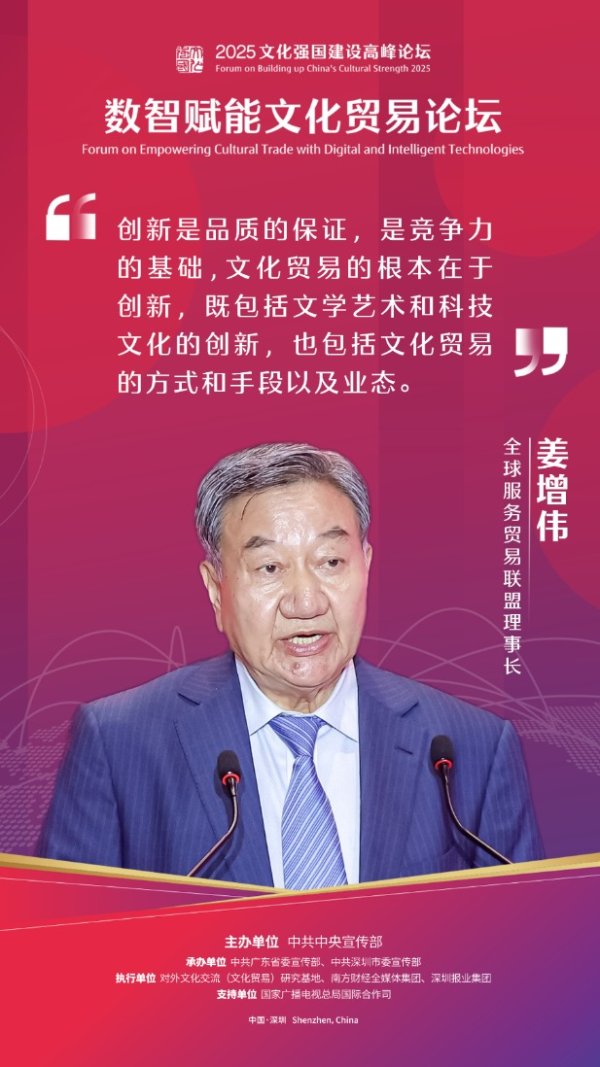 蜂窝配资 全球服务贸易联盟理事长姜增伟：全球文化贸易发展呈现三个趋势性特征